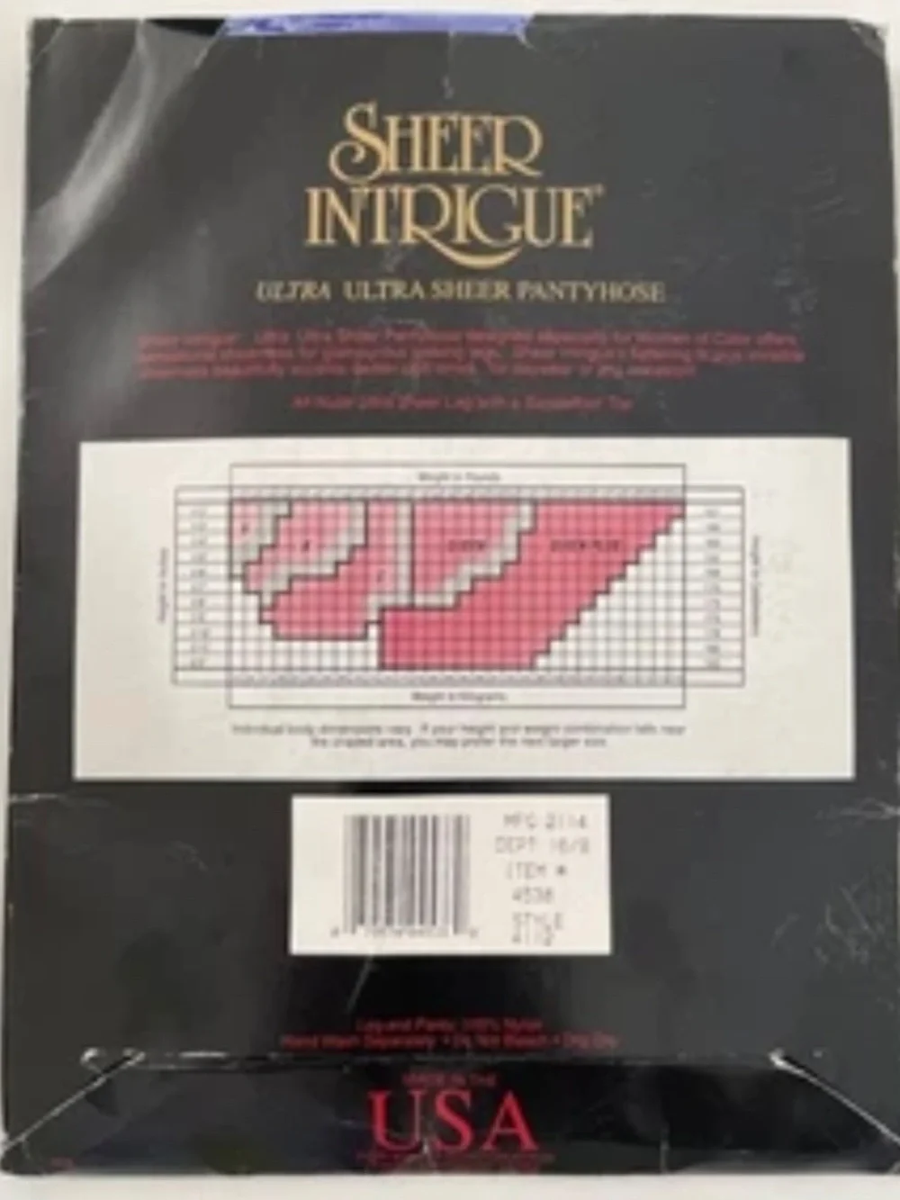 RARE Vintage Sheer Intrigue Ultra Sheer Royal Nylon Control Top Pantyhose Size C